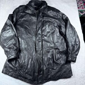 Wilsons Leather Jacket Mens‎ 1X Black Car Coat Stand Collar Zip Front Pockets